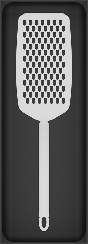 Charcoal Black stock tray with one flat handheld grater