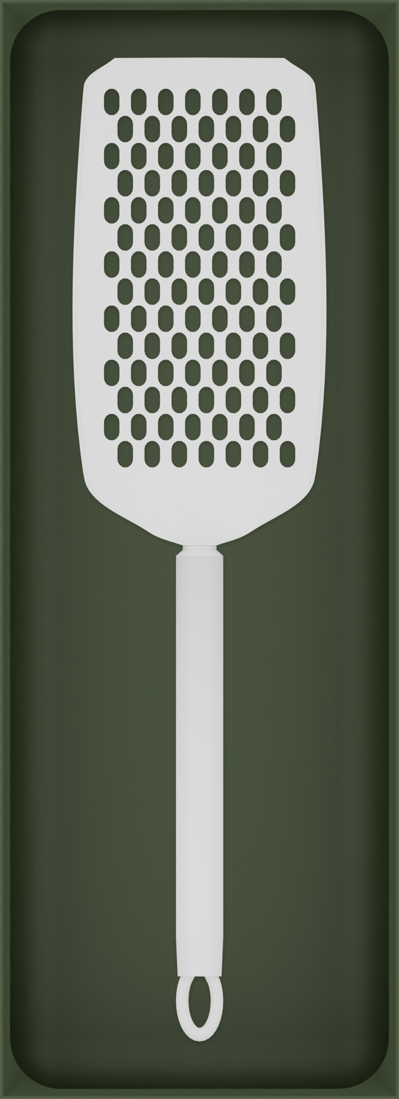 Olive Green stock tray with one flat handheld grater