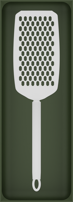 Olive Green stock tray with one flat handheld grater