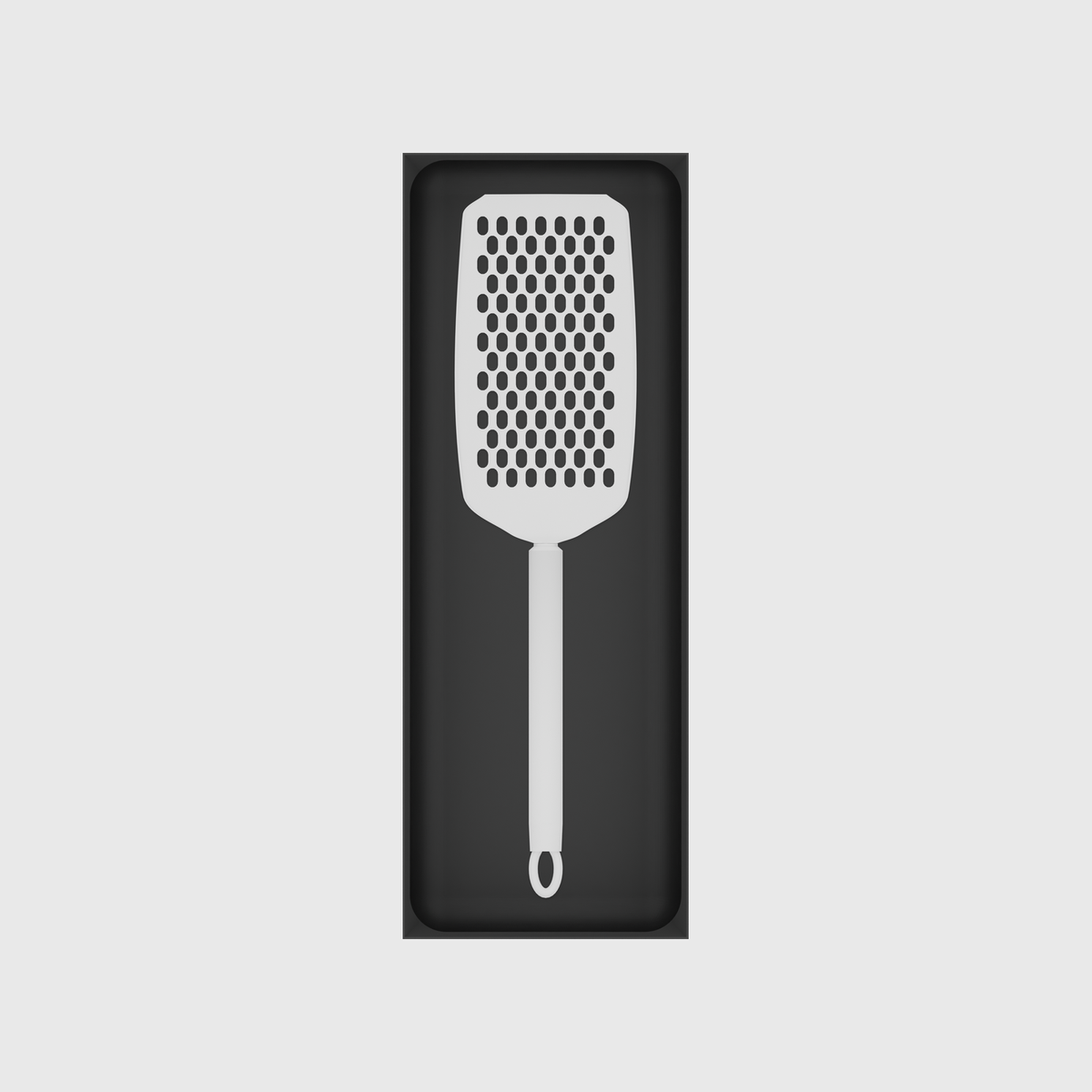 Charcoal Black stock tray with one flat handheld grater