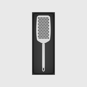 Charcoal Black stock tray with one flat handheld grater