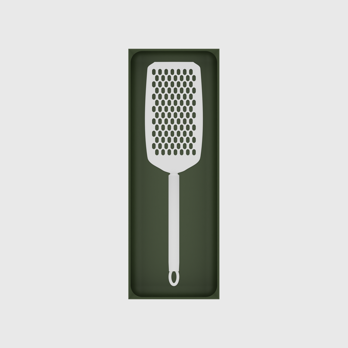 Olive Green stock tray with one flat handheld grater