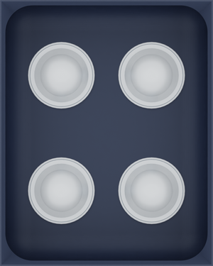 Army Blue stock tray with four unbranded coffee capsules