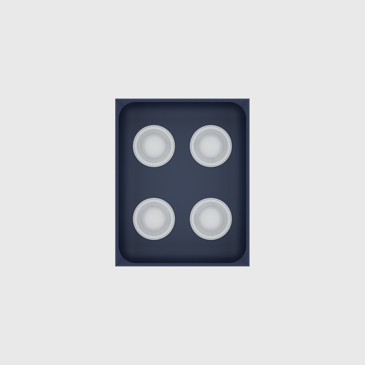 Army Blue stock tray with four unbranded coffee capsules