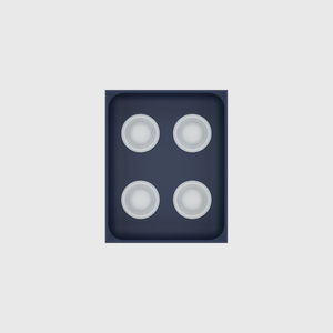 Army Blue stock tray with four unbranded coffee capsules