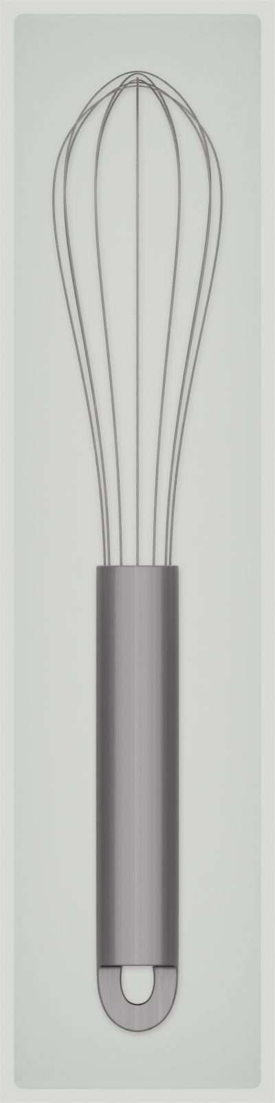 Slim tray organiser – 8x2 (236 × 59 mm) in Cotton White, shown with a compact steel whisk