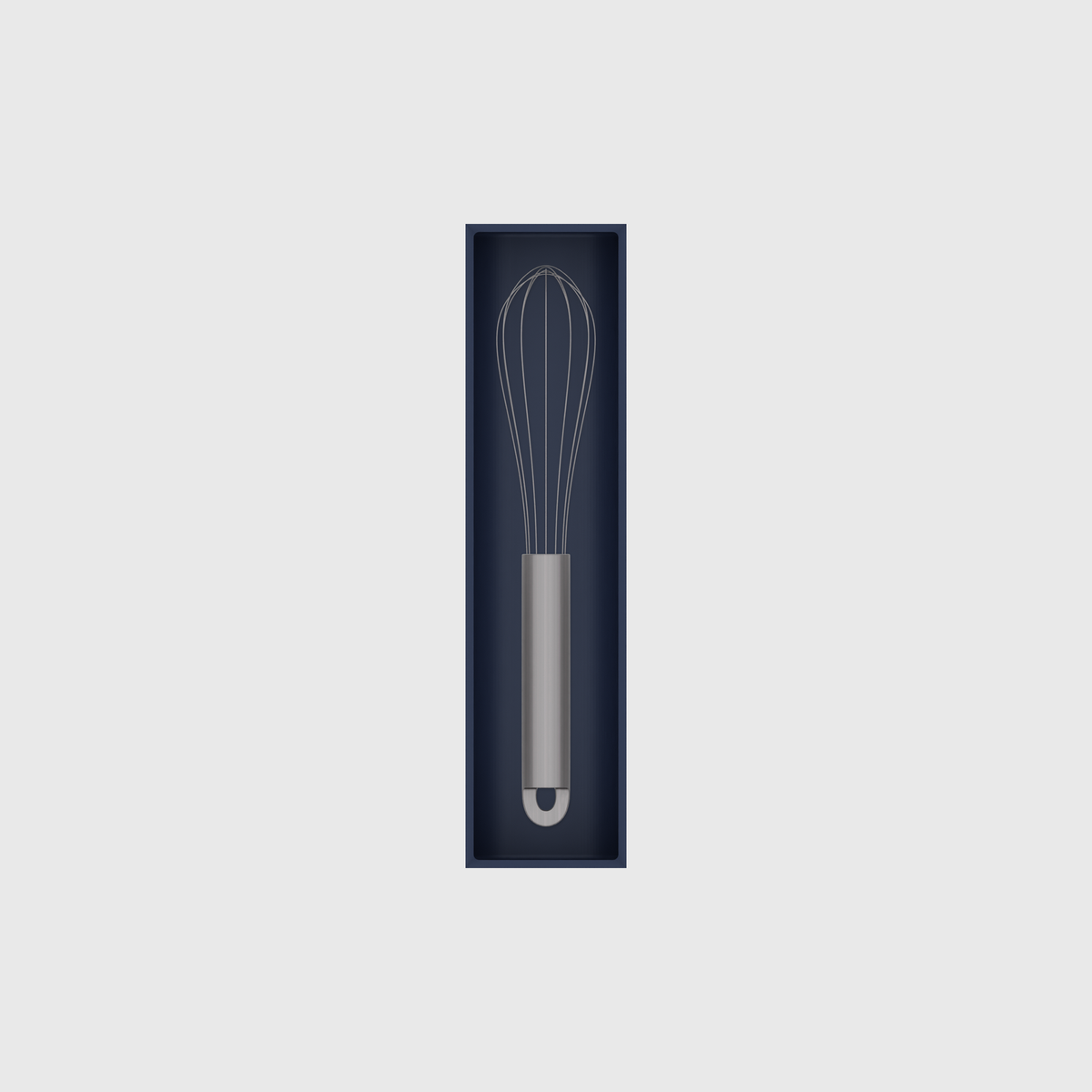 Slim tray organiser – 8x2 (236 × 59 mm) in Army Blue, shown with a compact steel whisk