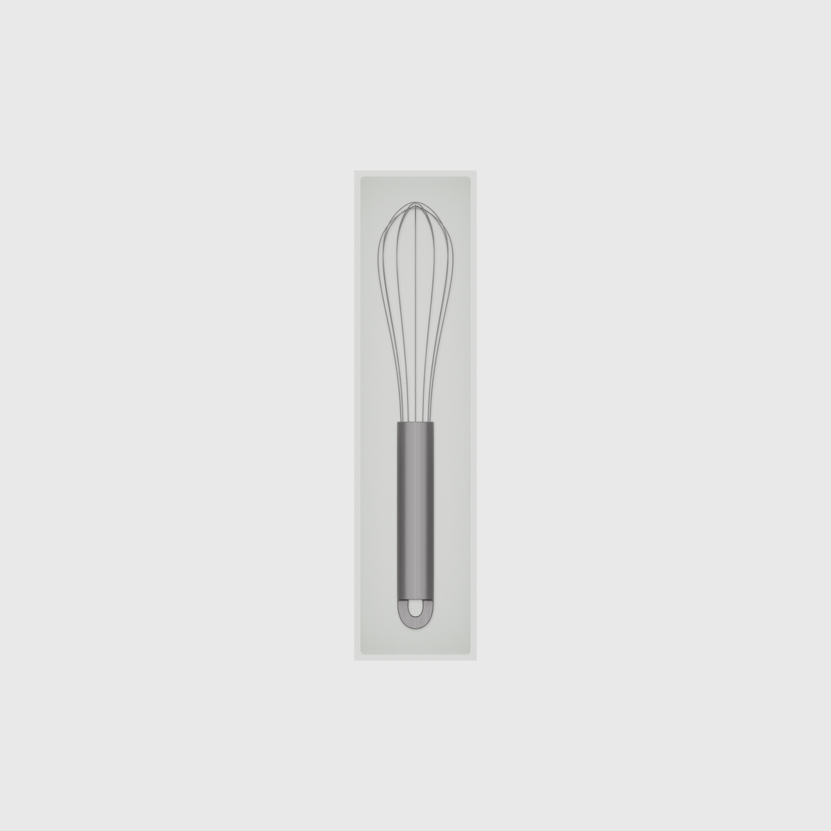 Slim tray organiser – 8x2 (236 × 59 mm) in Cotton White, shown with a compact steel whisk