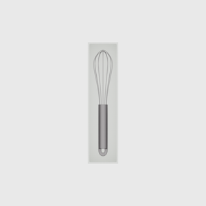 Slim tray organiser – 8x2 (236 × 59 mm) in Cotton White, shown with a compact steel whisk