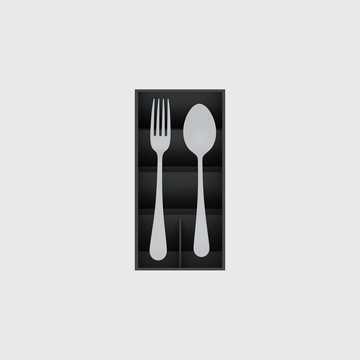 Combined Cutlery Holder 6x3 — example contents in Charcoal Black