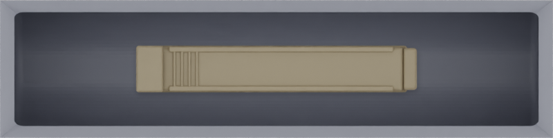 Micro strip organiser – 1×4 (29.5 × 118 mm) in Fossil Grey, shown with a sealing clip. Top view.