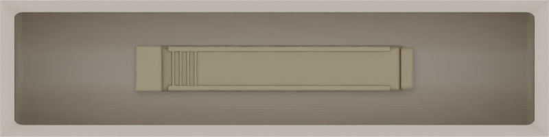 Micro strip organiser – 1×4 (29.5 × 118 mm) in Muted White, shown with a sealing clip. Top view.