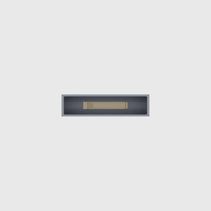 Micro strip organiser – 1×4 (29.5 × 118 mm) in Fossil Grey, shown with a sealing clip. Top view.