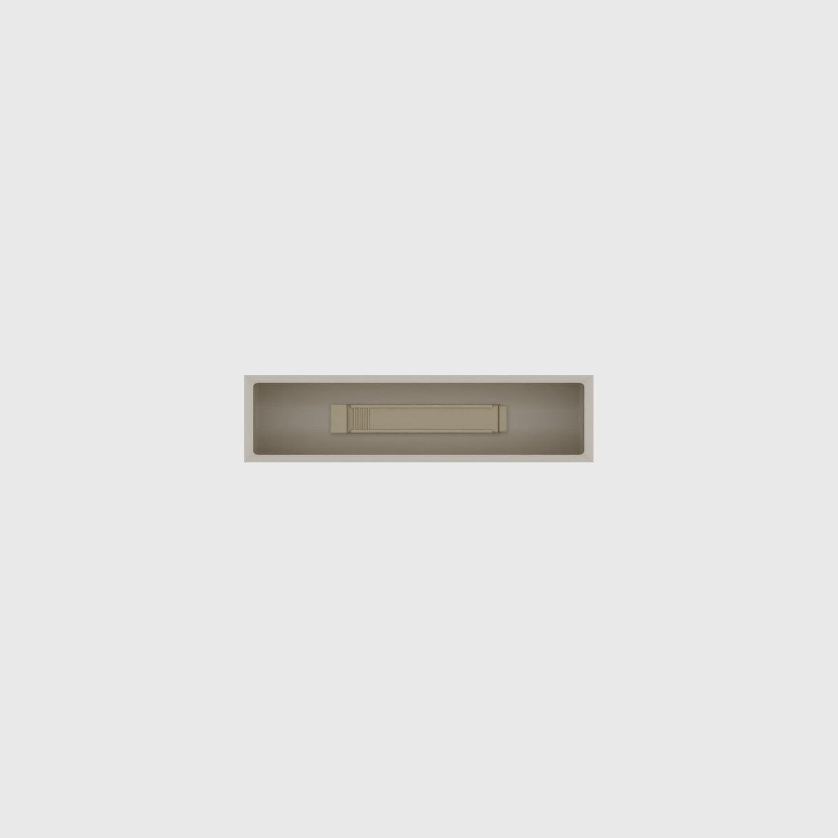 Micro strip organiser – 1×4 (29.5 × 118 mm) in Muted White, shown with a sealing clip. Top view.