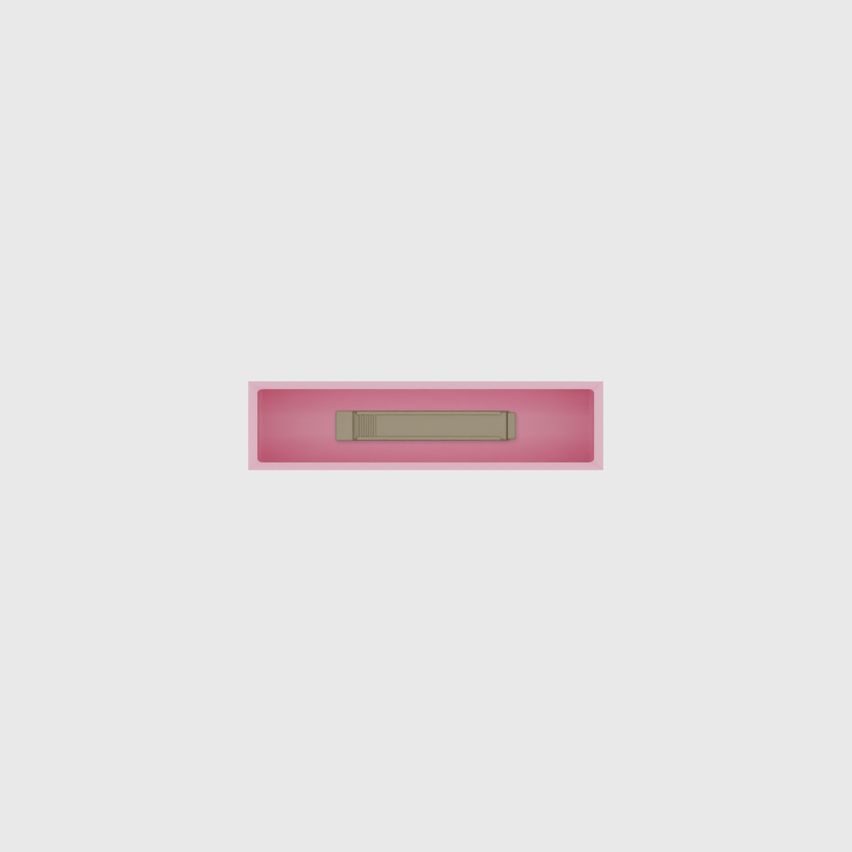 Micro strip organiser – 1×4 (29.5 × 118 mm) in Sakura Pink, shown with a sealing clip. Top view.