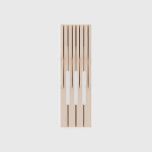 Knife block organiser – 10×3 (295 × 88.5 mm) in Army Beige, shown with 3 kitchen knives. Top view.