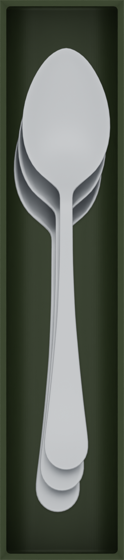 Long tray organiser – 9x2 (265.5 × 59 mm) — Soup spoons in Olive Green
