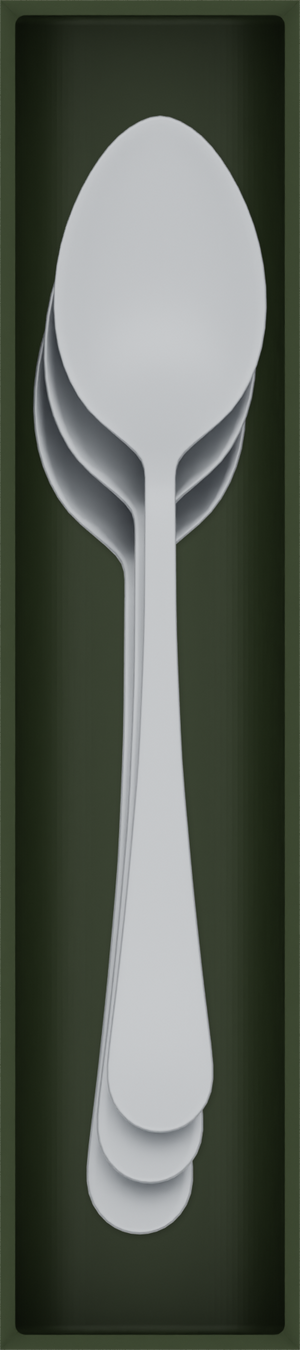 Long tray organiser – 9x2 (265.5 × 59 mm) — Soup spoons in Olive Green