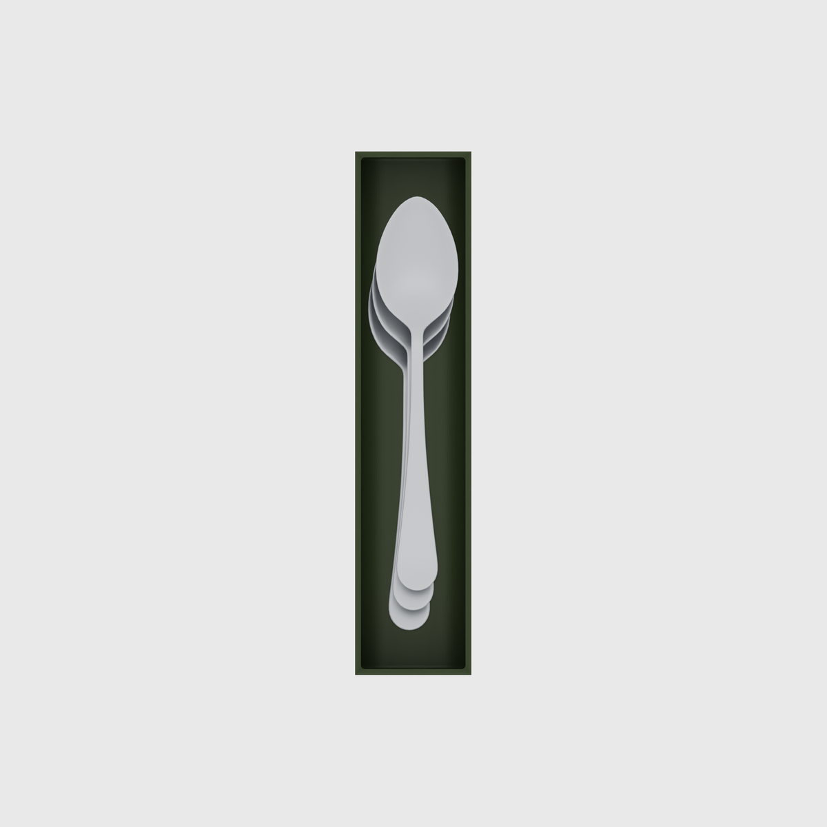 Long tray organiser – 9x2 (265.5 × 59 mm) — Soup spoons in Olive Green