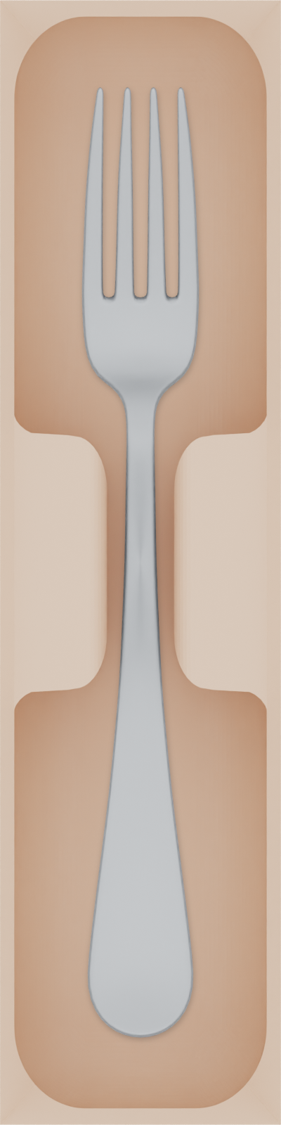 Cutlery tray organiser – 8×2 (236 × 59 mm) in Army Beige, shown with a dinner fork. Top view.