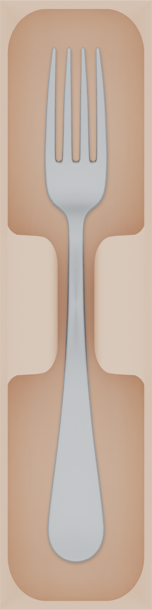 Cutlery tray organiser – 8×2 (236 × 59 mm) in Army Beige, shown with a dinner fork. Top view.