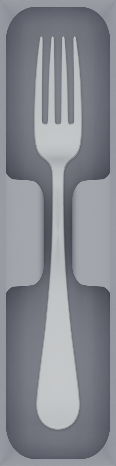 Cutlery tray organiser – 8×2 (236 × 59 mm) in Fossil Grey, shown with a dinner fork. Top view.