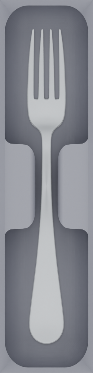 Cutlery tray organiser – 8×2 (236 × 59 mm) in Fossil Grey, shown with a dinner fork. Top view.