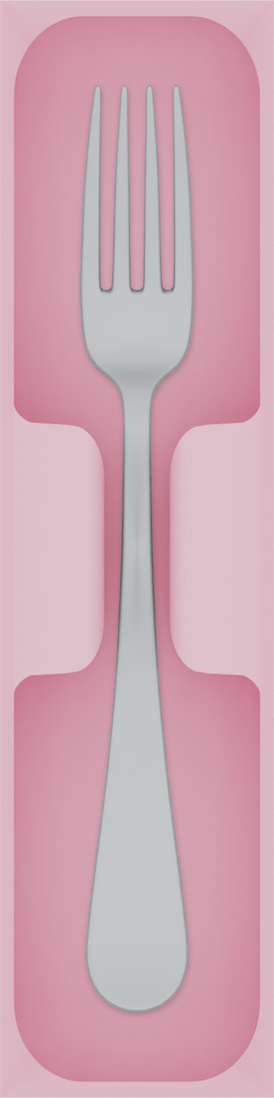 Cutlery tray organiser – 8×2 (236 × 59 mm) in Sakura Pink, shown with a dinner fork. Top view.