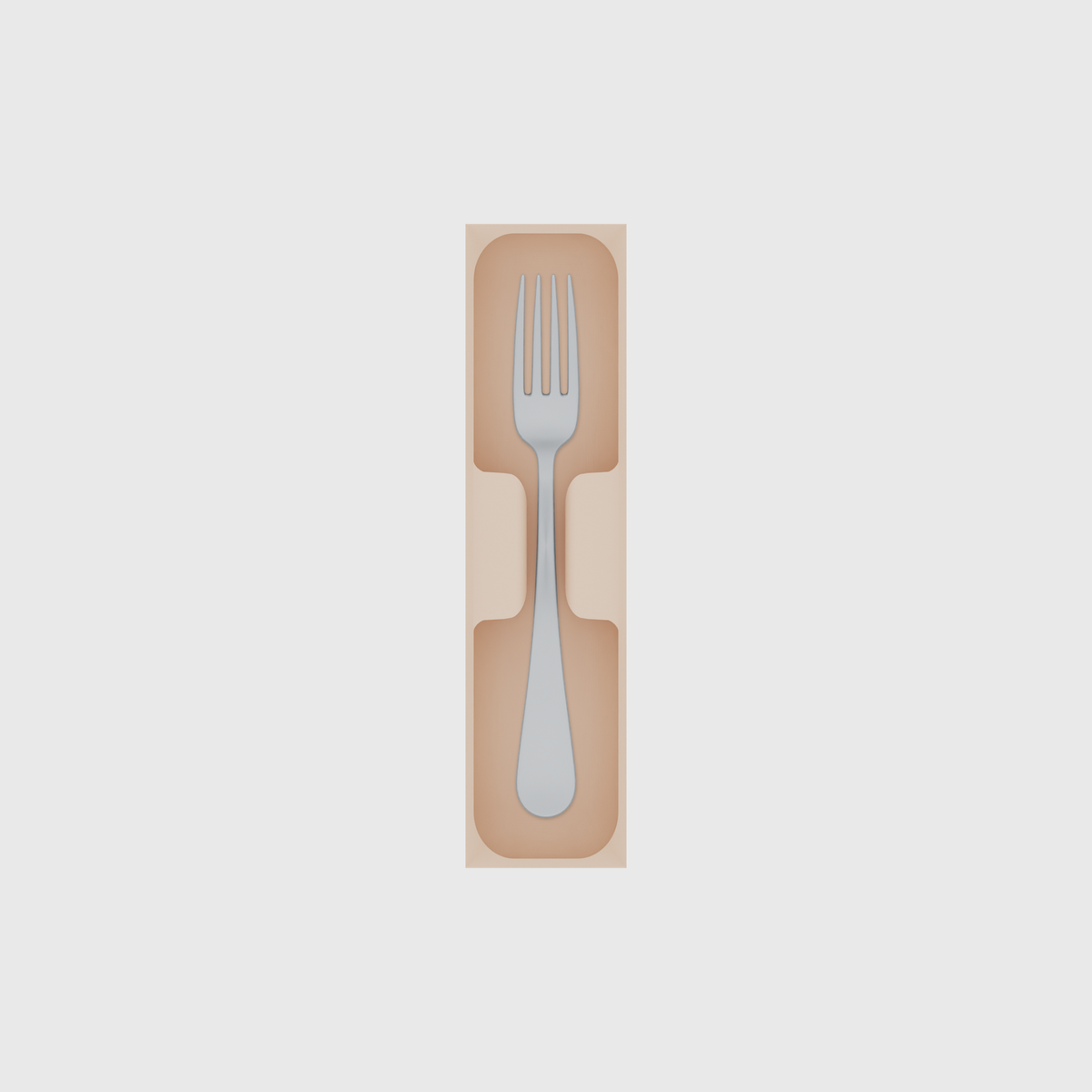 Cutlery tray organiser – 8×2 (236 × 59 mm) in Army Beige, shown with a dinner fork. Top view.