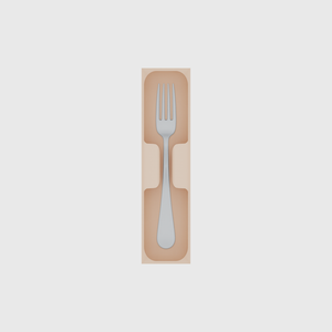 Cutlery tray organiser – 8×2 (236 × 59 mm) in Army Beige, shown with a dinner fork. Top view.