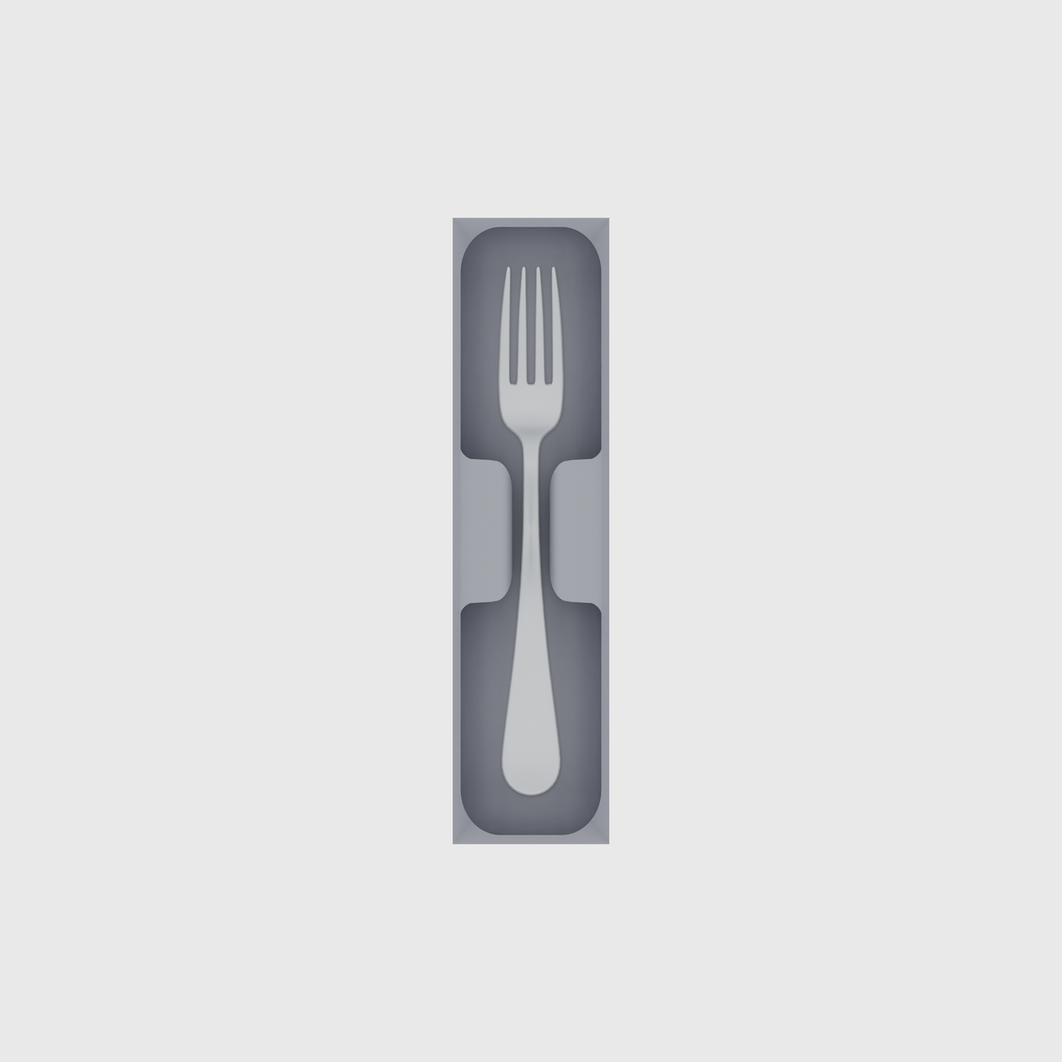 Cutlery tray organiser – 8×2 (236 × 59 mm) in Fossil Grey, shown with a dinner fork. Top view.