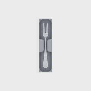 Cutlery tray organiser – 8×2 (236 × 59 mm) in Fossil Grey, shown with a dinner fork. Top view.