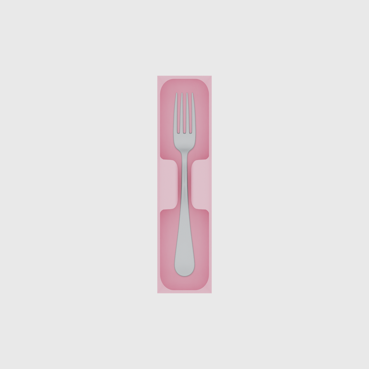 Cutlery tray organiser – 8×2 (236 × 59 mm) in Sakura Pink, shown with a dinner fork. Top view.