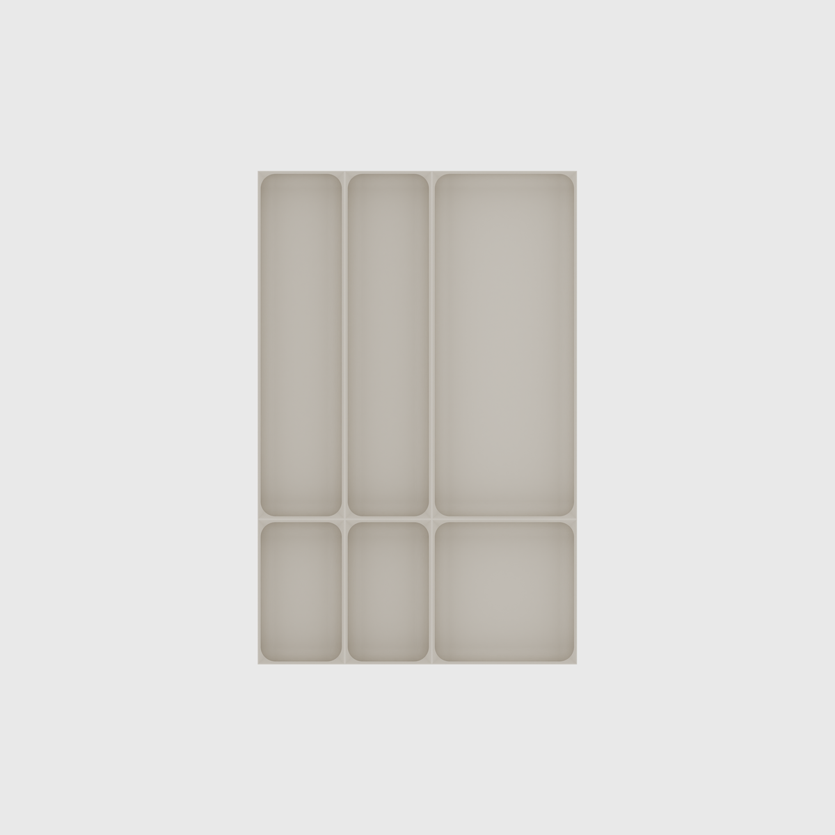 Kitchen Tool Drawer Organiser Set – 501.5 × 324.5 mm in Muted White, empty organiser layout.
