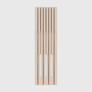 Knife block organiser – 14×4 (413 × 118 mm) in Army Beige, shown with 3 kitchen knives. Top view.