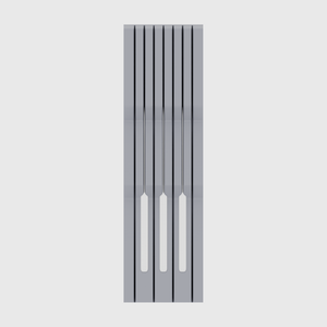 Knife block organiser – 14×4 (413 × 118 mm) in Fossil Grey, shown with 3 kitchen knives. Top view.