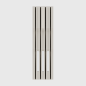 Knife block organiser – 14×4 (413 × 118 mm) in Muted White, shown with 3 kitchen knives. Top view.