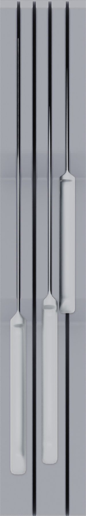 Knife holder organiser – 12×2 (354 × 59 mm) in Fossil Grey, shown with a chef’s knife and 2 kitchen knives. Top view.