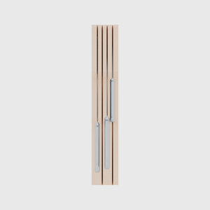 Knife holder organiser – 12×2 (354 × 59 mm) in Army Beige, shown with a chef’s knife and 2 kitchen knives. Top view.