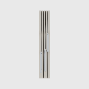 Knife holder organiser – 12×2 (354 × 59 mm) in Muted White, shown with a chef’s knife and 2 kitchen knives. Top view.