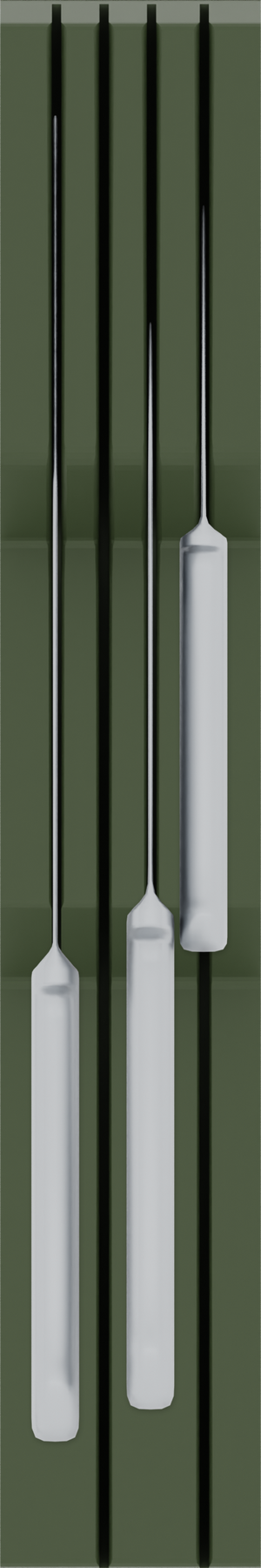 Knife holder organiser – 12x2 (354 × 59 mm) — example contents in Olive Green