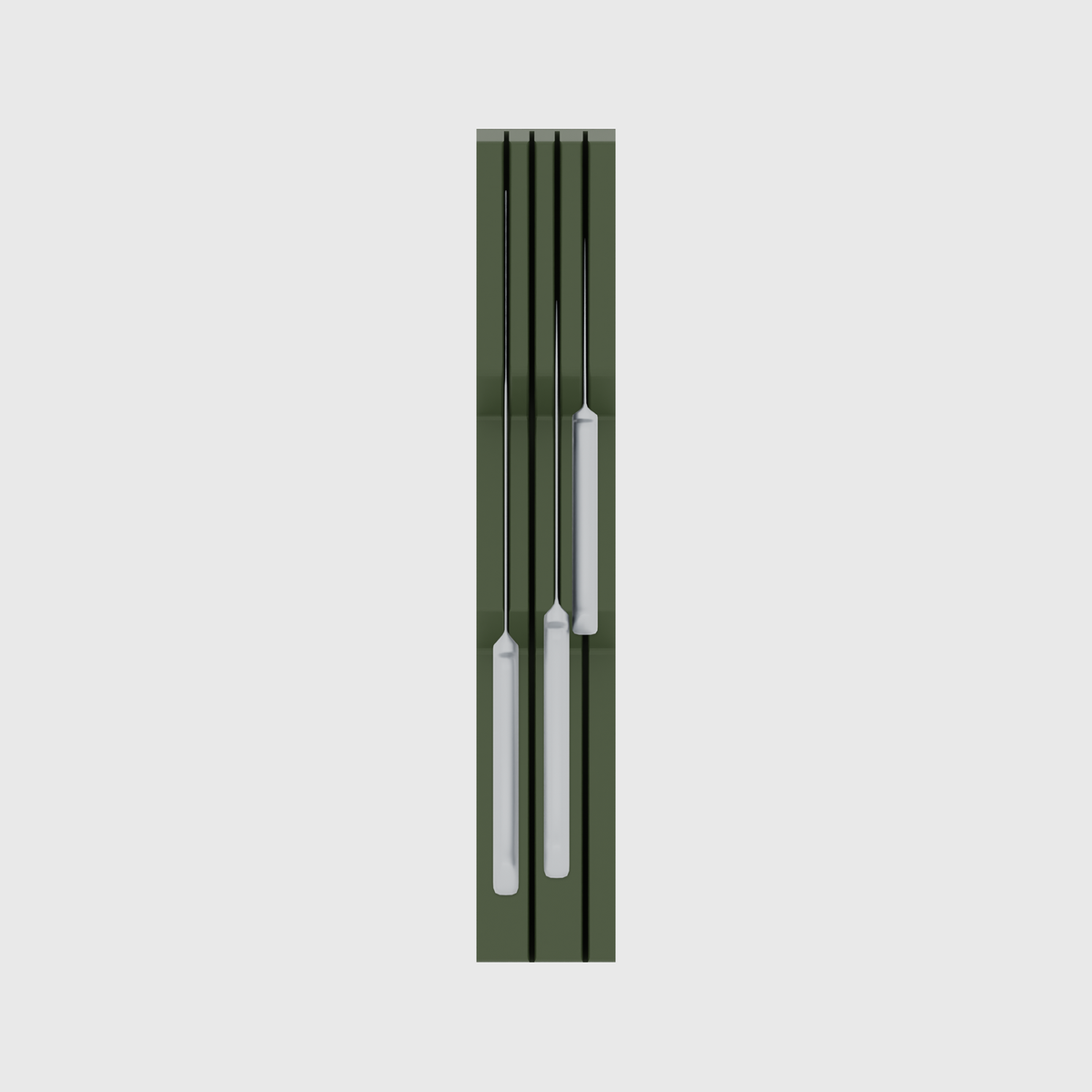 Knife holder organiser – 12x2 (354 × 59 mm) — example contents in Olive Green