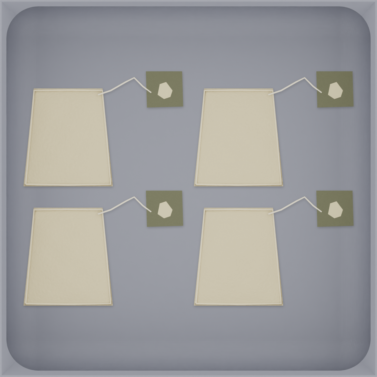 Large tray organiser – 6×6 (177 × 177 mm) in Fossil Grey, shown with tea bags. Top view.