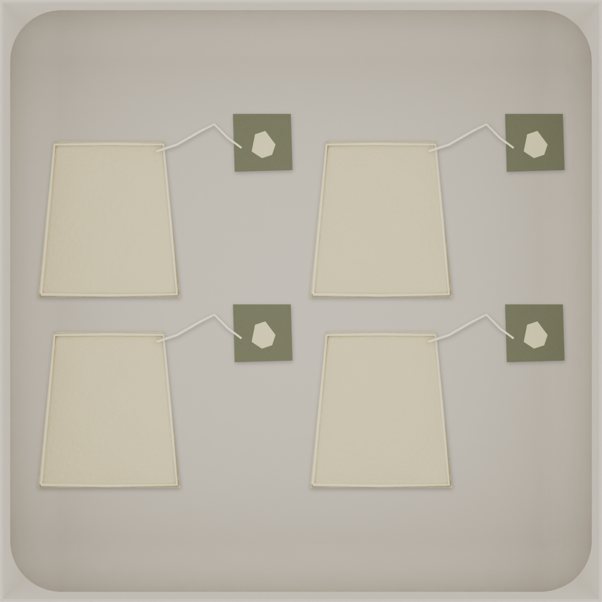 Large tray organiser – 6×6 (177 × 177 mm) in Muted White, shown with tea bags. Top view.