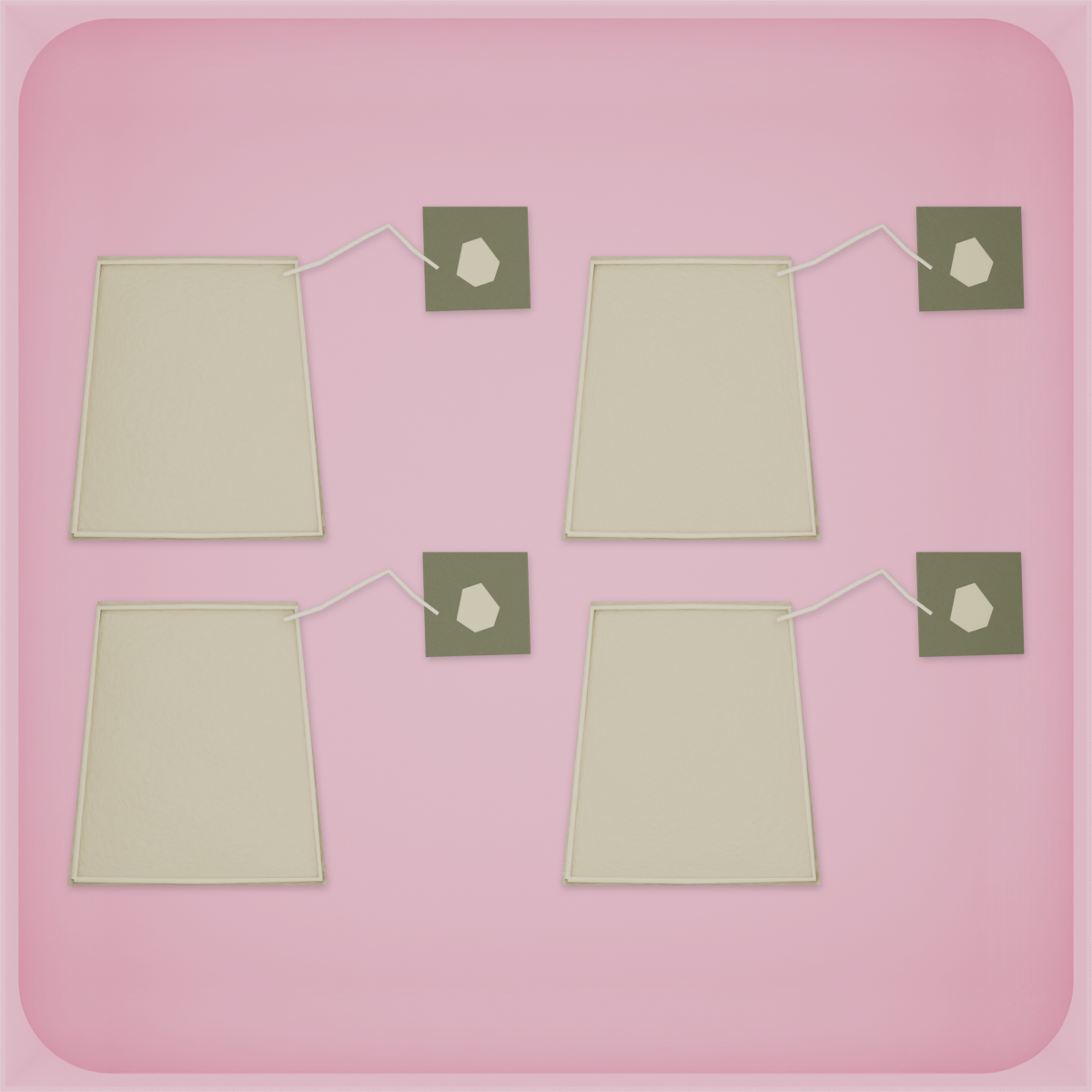Large tray organiser – 6×6 (177 × 177 mm) in Sakura Pink, shown with tea bags. Top view.