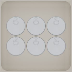 Large tray organiser – 6×6 (177 × 177 mm) in Muted White, shown with 6 small round tins. Top view.