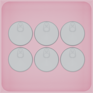 Large tray organiser – 6×6 (177 × 177 mm) in Sakura Pink, shown with 6 small round tins. Top view.