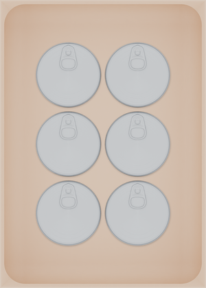 Large tray organiser – 7×5 (206.5 × 147.5 mm) in Army Beige, shown with 6 small round tins. Top view.
