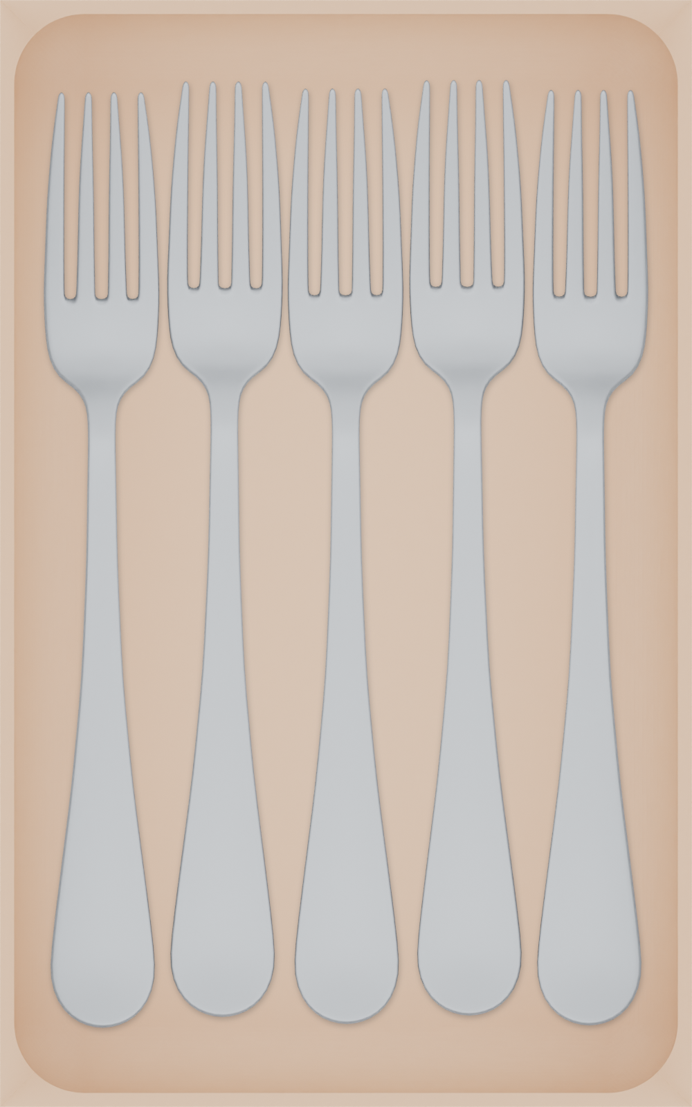 Large tray organiser – 8×5 (236 × 147.5 mm) in Army Beige, shown with 5 dinner forks. Top view.