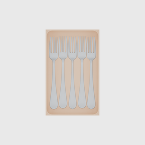 Large tray organiser – 8×5 (236 × 147.5 mm) in Army Beige, shown with 5 dinner forks. Top view.